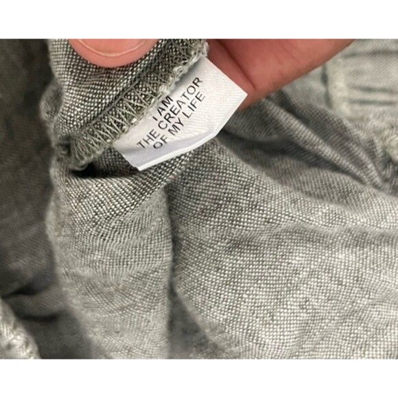 Flax Pull On 100% Linen Pants Womens Gray Wide Leg Pockets Relaxed Elastic (1G) - Picture 8 of 10